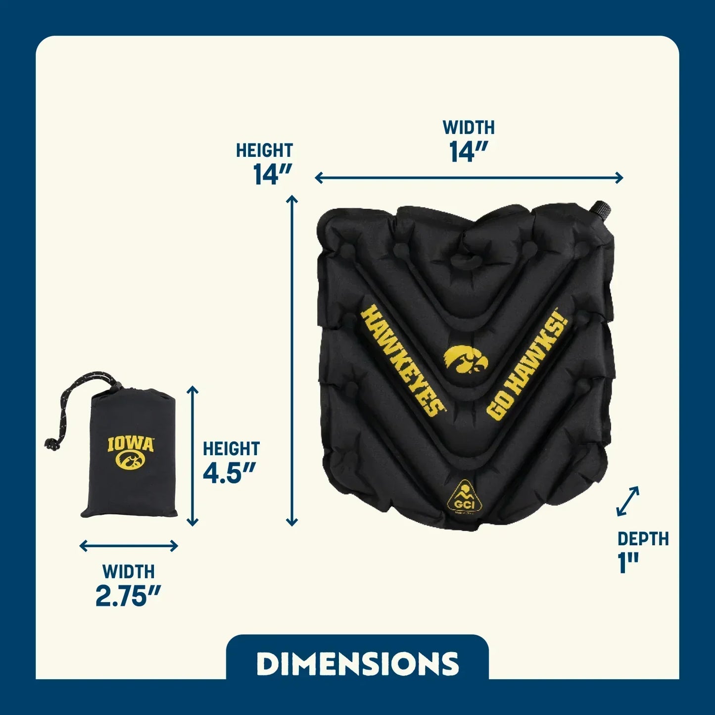 College V Seat™ Inflatable Stadium Cushion - Iowa Hawkeyes - Home Choice