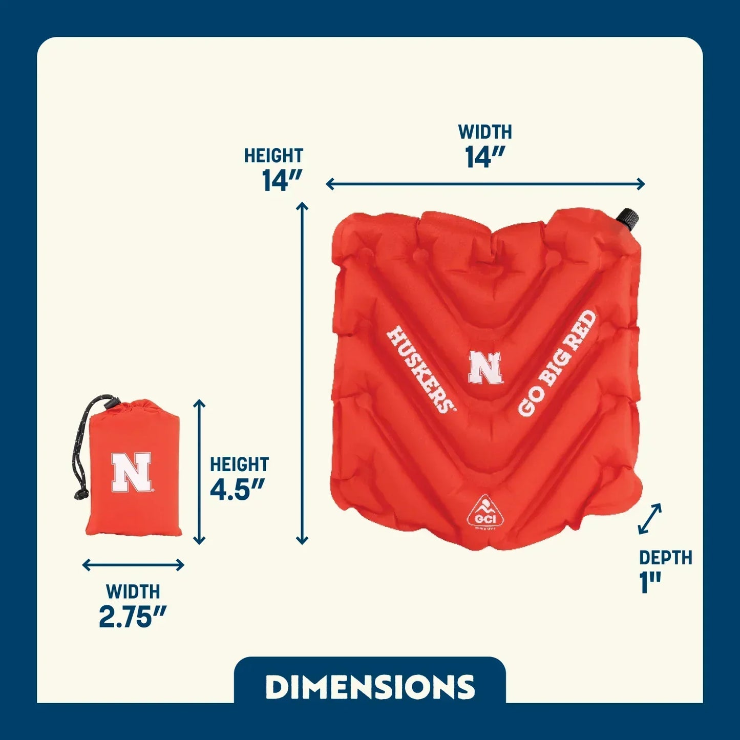 College V Seat™ Inflatable Stadium Cushion - Nebraska Cornhuskers - Daily Set