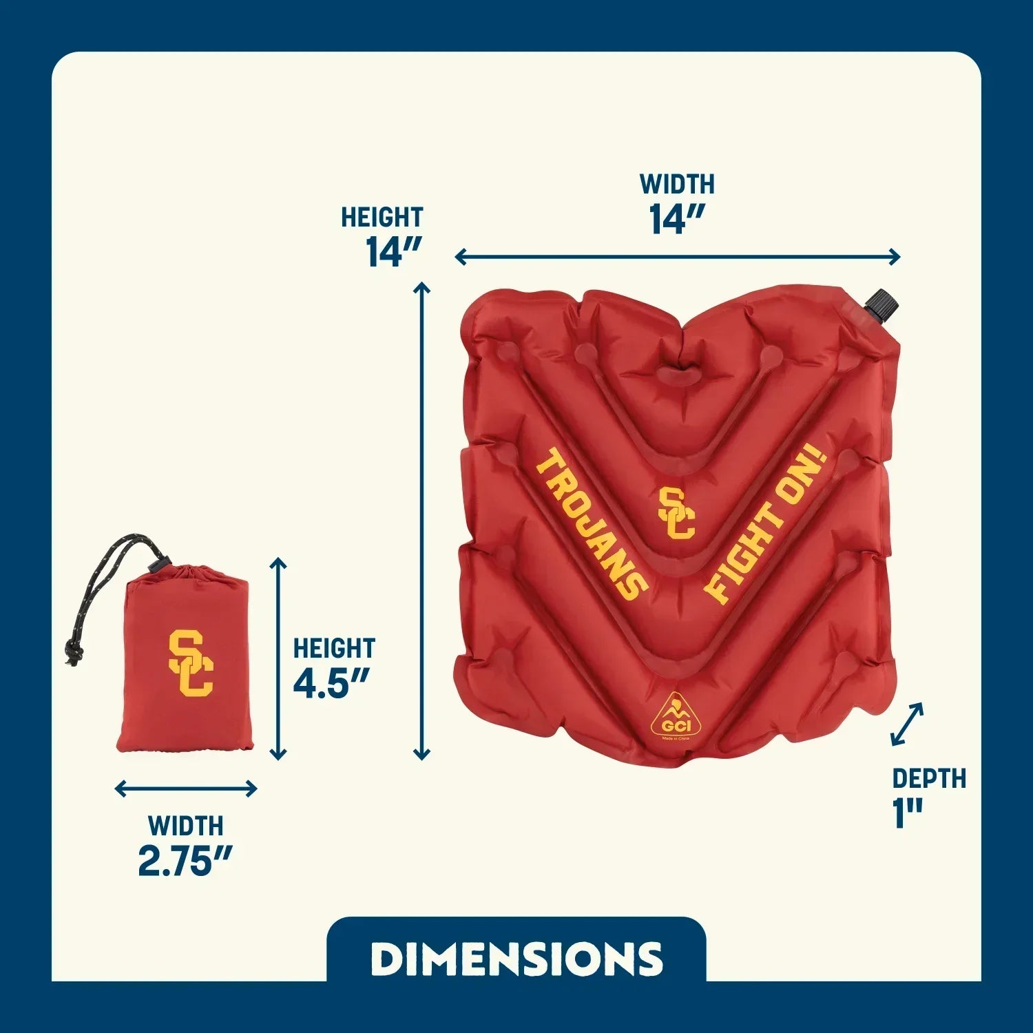 College V Seat™ Inflatable Stadium Cushion - USC Trojans - Gift Ready